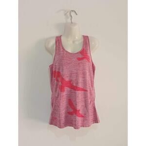 Oiselle Womens Large Flyte Tank Top Red Blue Seamless Knit Racerback Running